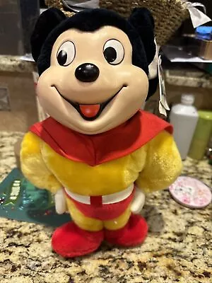 Vintage 1988 Viacom 13” Mighty Mouse Plush W/ Vinyl Head & Hands “Presents” Tag • $49.99