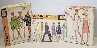 Vintage 1969 Pattern Lot Of 3-McCalls 9715  2087 Simplicity 8086 Misses 10 -CUT • $6.99