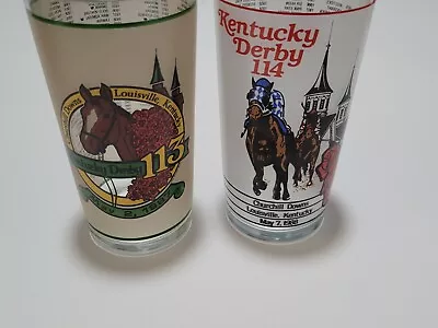 Vtg Kentucky Derby Mint Julep Glasses Churchill Downs Lot Of 2 (1987 1988)  • $22.06