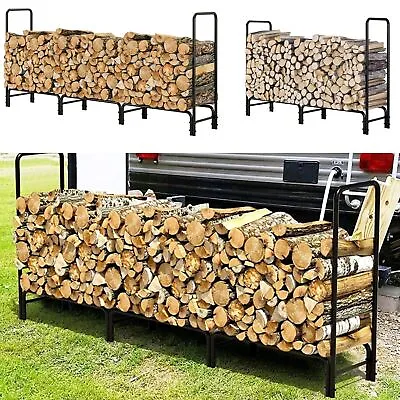 £57.91 • Buy 8/12FT Firewood Log Rack Tubular Basket Fireplace Burner Patio Rack Holder Stand