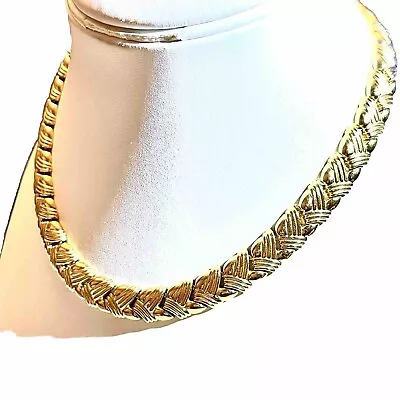 Monet Necklace Braided Style Choker Gold Toned 16” In Excellent Condition • $18.79