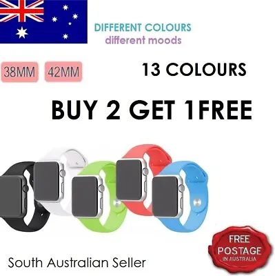 $4.99 • Buy For Apple Watch - 38mm & 42mm, Silicone Band - SA & AU Seller - Free Postage
