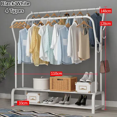 £33.59 • Buy Heavy Duty Double Clothes Rail Hanging Rack Garment Display Stand Storage Shelf