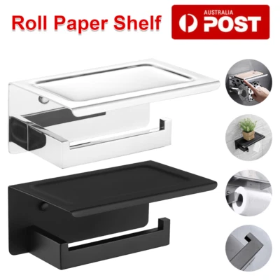 $20.69 • Buy Toilet Paper Roll Holder With Phone Shelf Wall Mounted Brass Tissue Rack