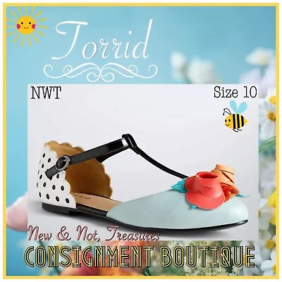 Super Cute Rare NWT Torrid Floral Polka Dot T Strap Flats Size 10 • $35