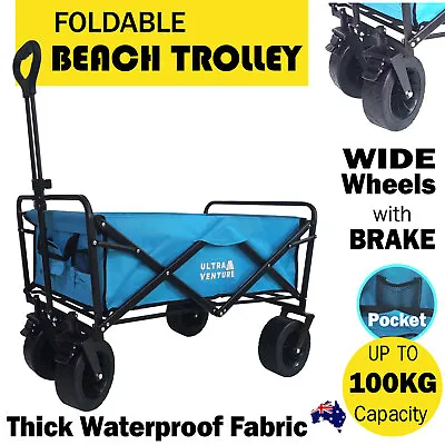Collapsible Folding Outdoor Beach Garden Trolley Utility Wagon Camp Cart • $79