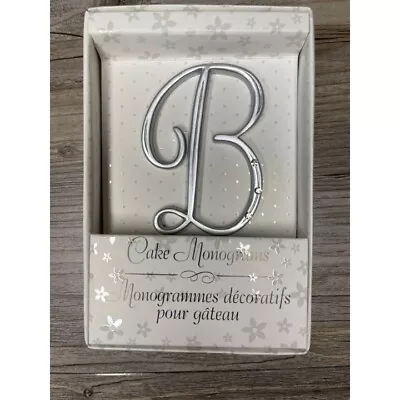 Wedding Small B Silver Finish Monogram Initial Rhinestones Cake Topper • $11.97