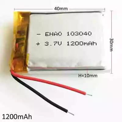 1x3.7V 1200mAh 103040 Lithium Polymer LiPo Battery Rechargeable For Mp3 Gps Dvd • £8.99