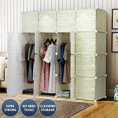 $84.95 • Buy 16 Cube Storage Cabinet DIY Wardrobe Cupboard Shelves Shelf Cloth Box Organiser