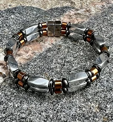 $40.49 • Buy Hematite Therapy Magnetic Silver N Copper N Black Bracelet Anklet 2 Row