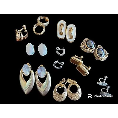 Vintage Lot Clip On Screw Back Earrings Les Bernard Monet Trifari Napier  • $29.99