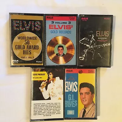 Lot Of 5 Elvis Presley Cassette Tapes Various Titles See Photos Untested • $15