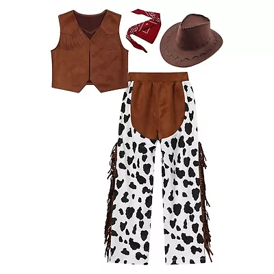 US Kids Boys And Girls Halloween Western Cowboy Costume Cosplay Party Outfits  • $23.15