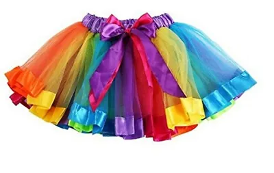 £5.95 • Buy Girls Rainbow Tutu Skirt Multicoloured Petticoat Kid's Costume Ballet Dance 