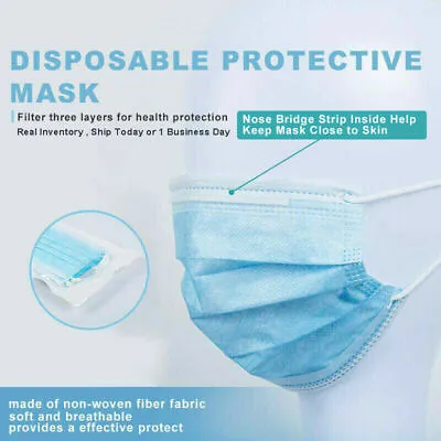 Disposable Daily Protective Face Mask Anti Bacterial Filter 3 Layer Masks 100pcs • $19.99