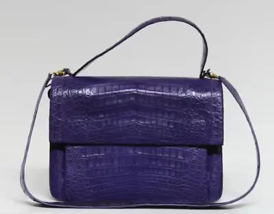 $1798 • Buy New Nancy Gonzalez $3850 Large Flap Structured Purple Crocodile Bag