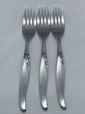 (3) Oneida LA ROSE WM A Rogers Premier Stainless Dinner Fork Lot ~ 7 1/4  • $18.25