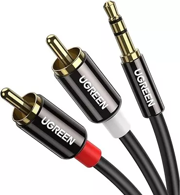 UGREEN RCA To 3.5mm Cable Phono Mini Jack Stereo Lead Gold-plated Red And White • £7.67