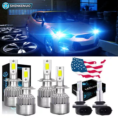 For 2012-2017 Hyundai Veloster 8000K LED Headlight High/Low+ Fog Light Bulbs Kit • $33.38