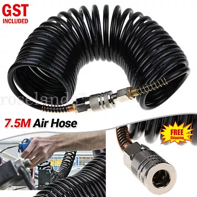 Air Hose Fittings Recoil Pneumatic Airline Compressor 200 PSI Quick Coupler 7.5M • $20.35