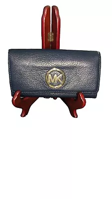 Michael Kors Fulton Flap Wallet In Navy Blue Pebble Leather - Great Condition! • $35
