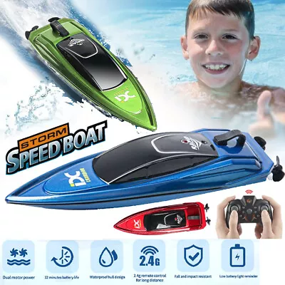 2.4GHz Mini RC Boat High Speed Boat Remote Control USB Boat Toys W/ LED Light • $19.96