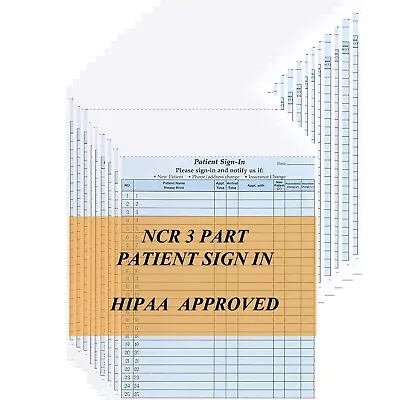 NCR Carbonless 3 Part Patient Sign In Sheets HIPAA Approved And Compliant For... • $29.71
