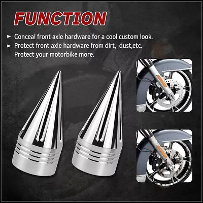 Spike Front Axle Nut Covers Caps ‎Motorcycle For Harley Softail FXD Touring • $27.09