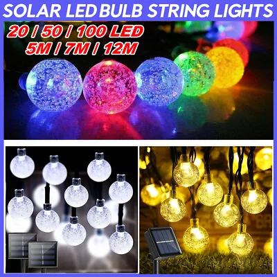 LED String Lights SOLAR POWERED Retro Bulb Garden Fairy Ball Hangin Outdoor Lamp • £7.59