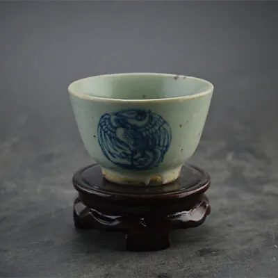 Chinese Porcelain Ming Dynasty Blue And White Phoenix Pattern Tea Cups 2.75 Inch • $16
