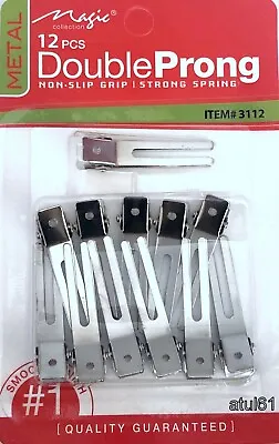 12pc Double Prong Metal Alligator Grip Clips Hair Bows Silver Hair Pins NEW • £2.99