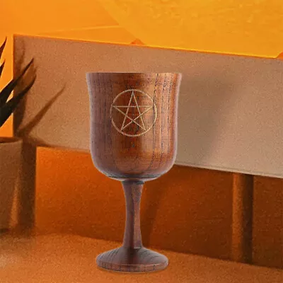 Wooden Medieval Gothic Goblet Five-Point Star Pattern Table Home Decor Bar Gift • $24.99