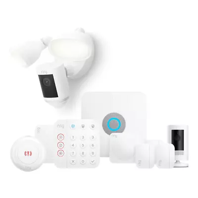 $829.99 • Buy Ring Floodlight Pro Security System With Stick Up Cam Sensors And Panic Button
