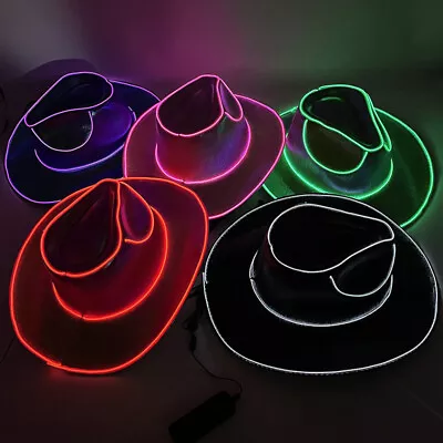 Disco Luminous Cowboy Hat Glowing Light Bar Cap Bachelorette Party Supplies • $15.65