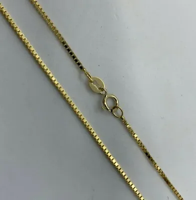 14K Solid Yellow Gold Box Chain Necklace Women's 1.25mm Length 16  To 24   • $254.99