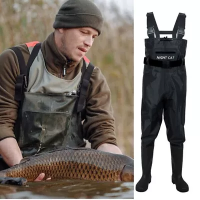 Night Cat Insulated Hunting Wader Rubber Bootfoot Nylon Chest Fishing Wader BEST • $77.48