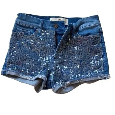 Hollister Womens Sequin Jean Shorts Size 00 • $4.08