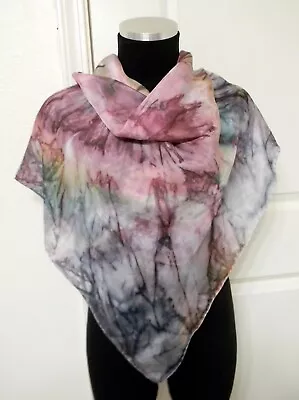 Women's Multi-Color Dyed Hand Rolled 100% Silk Scarf • $7.99