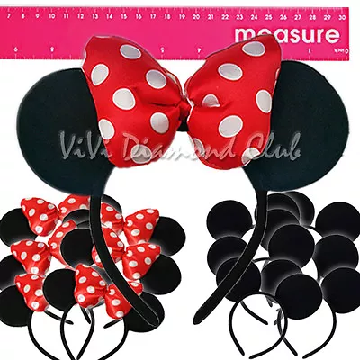 16 Pc Minnie Mouse Ears Headband Puffy Red Polka Bow Mickey Party Favors Costume • $19.85