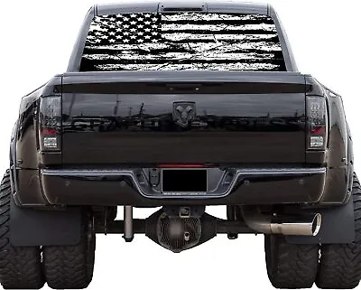 Truck Back Window Graphics American Flag (P531) See Through Rear Decal Wrap Tint • $34.99