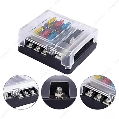 6 Way Auto Blade Fuse Box Block Holder Panel For Car Power Distribution DF • $15.92