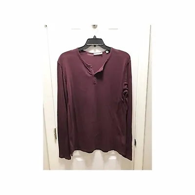VINCE Men's Cotton Henley Shirt Size Medium Long Sleeve Purple Eggplant • $25.95