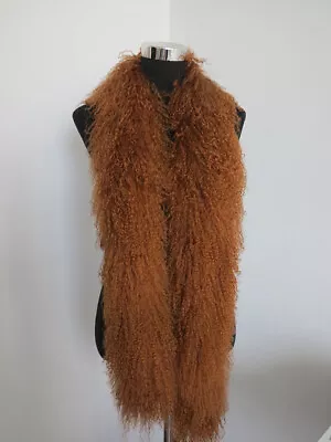 100% Real Mongolia Lamb Fur Scarf /fur Collar/ Fur Neck Wrap/ Women Brown Cape   • $42