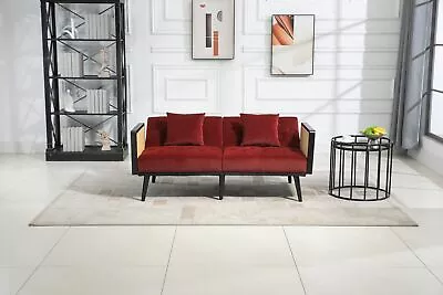 Velvet Sofa Accent Sofa Loveseat Sofa With Metal Feet Sofa Bed With 2 Pillows • $314.59