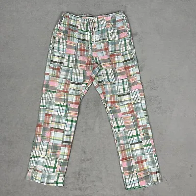 ORVIS Pants Men's Small S Cotton Pastel Madras Patchwork Drawstring Lined Retro • $22.75
