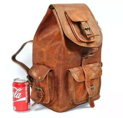 Bag Leather Backpack Genuine Laptop Vintage Travel Men's Rucksack Real Satchel • $84.51