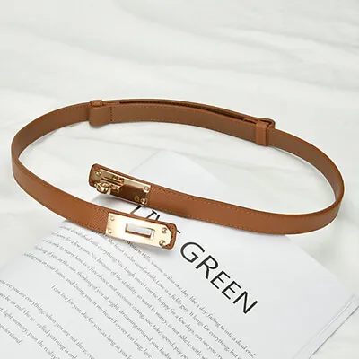Leather Thin Belt Women's Fashion Casual Accessories Girdle With Metal Buckle • £6.75