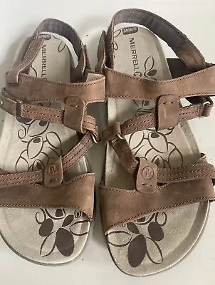 MERRELL Bracken Sandals Shoes Leather Women's Size 9 Brown • $24.99