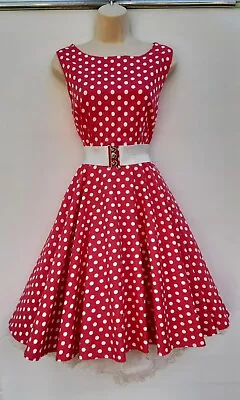 Rockabilly Dressrock & Rollpink Polka Dot50's60's Vintage Stylesize 14-16 • £16.99