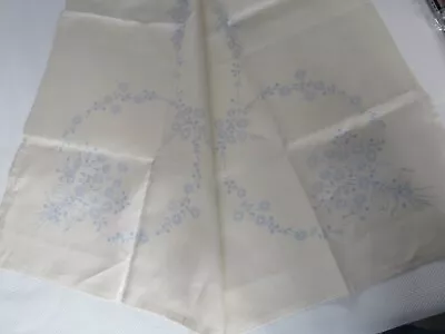 Vintage 1950's Stamped Linen Table Cloth READY TO BE EMBROIDERED 42 X42 Inch • $18.67